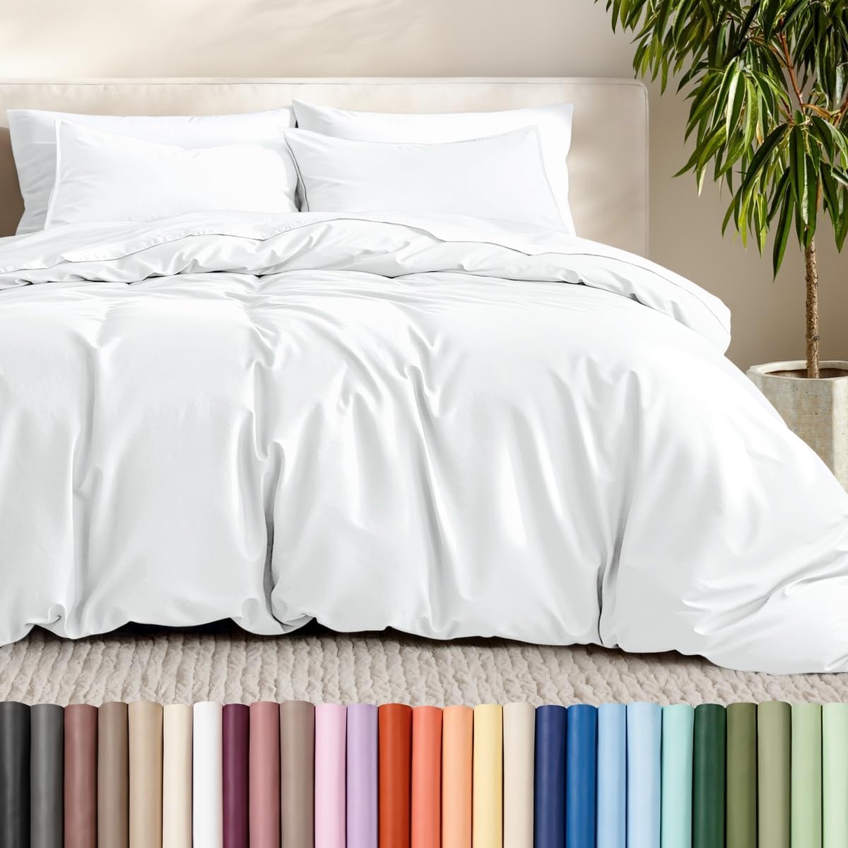 Bare Home Duvet Cover Set 1800 Ultra-Soft (Twin/Twin XL, White)