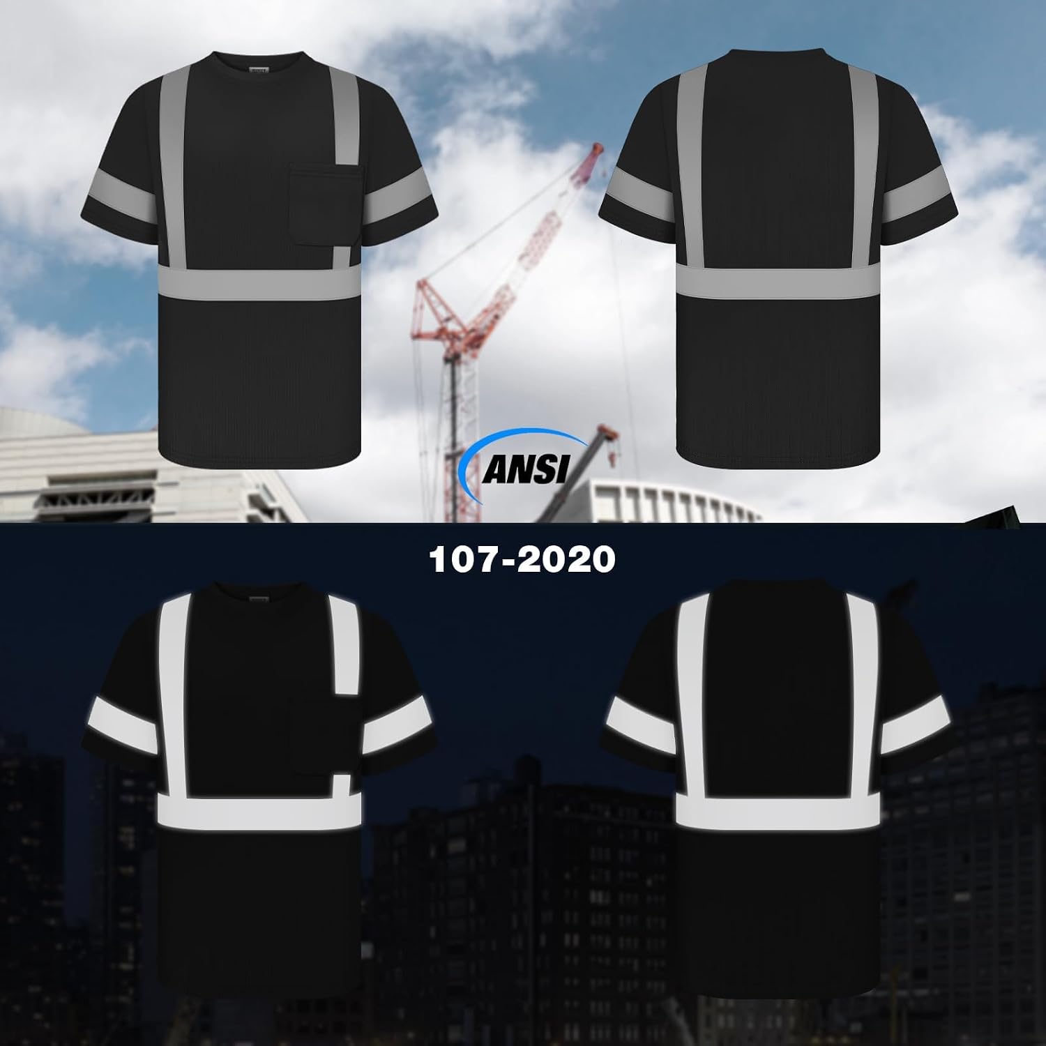 TCCFCCT High Visibility Shirts for Men Construction Shirts, DC-Black 3XL
