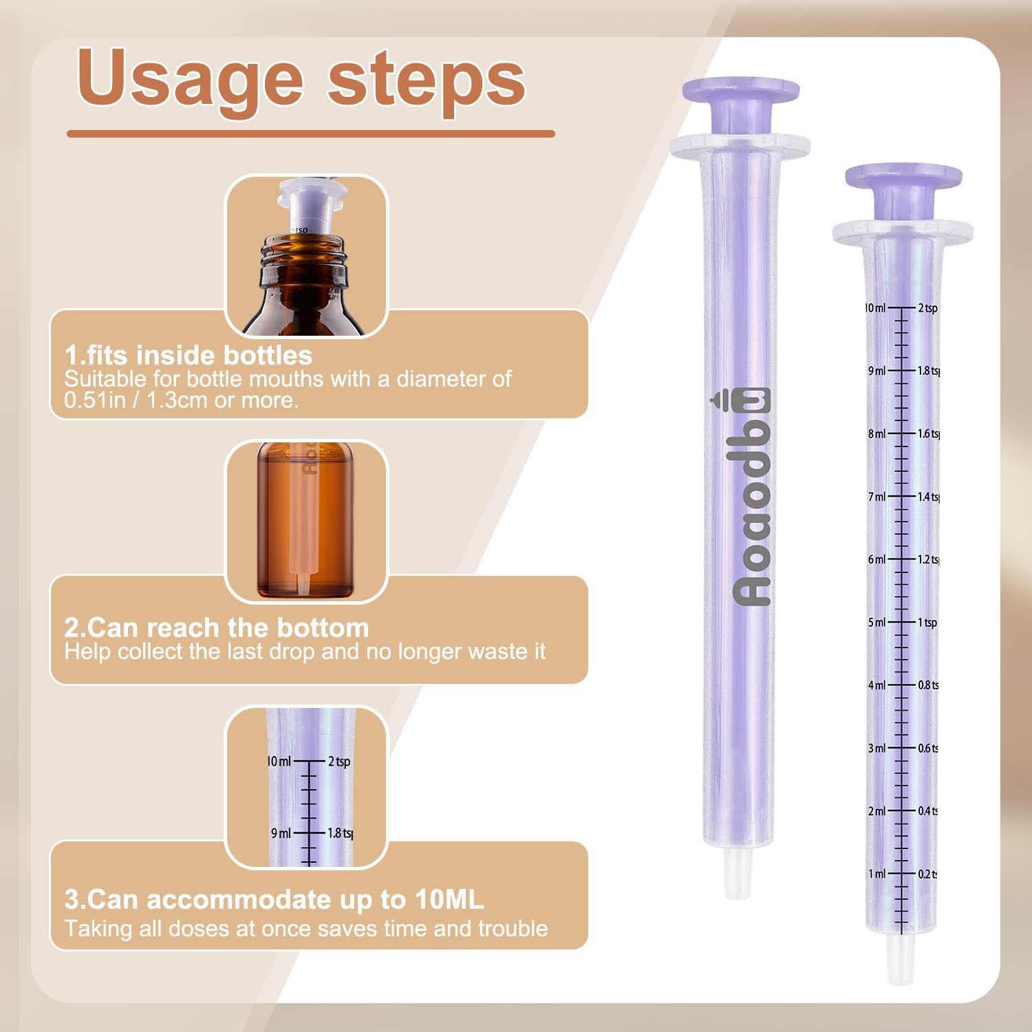 Baby Medicine Dispenser 10ML Syringe For Children,10ML Oral Syringes, Liquid Plastic Syringe Without Needle,Leak proof Dosing Tools,5 Uniquely Colour Syringes - 10 Pack