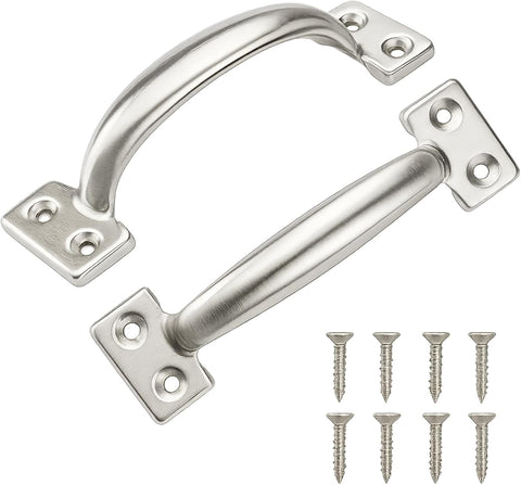 TamBee 6 Inch Gate Handle Outdoor 304 Stainless Steel Door Pull Handle Rustproof Barn Door Handles for Fences Garage Yard Kitchen Bathroom (2 Pack)