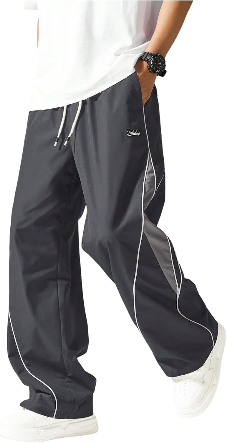 SOLY HUX Men's Track Pants Baggy Parachute Sweatpants