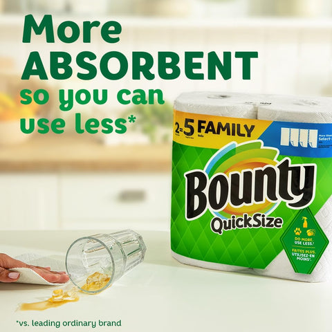 Bounty Paper Towels Quick Size, White, 16 Family Rolls = 40 Regular Rolls