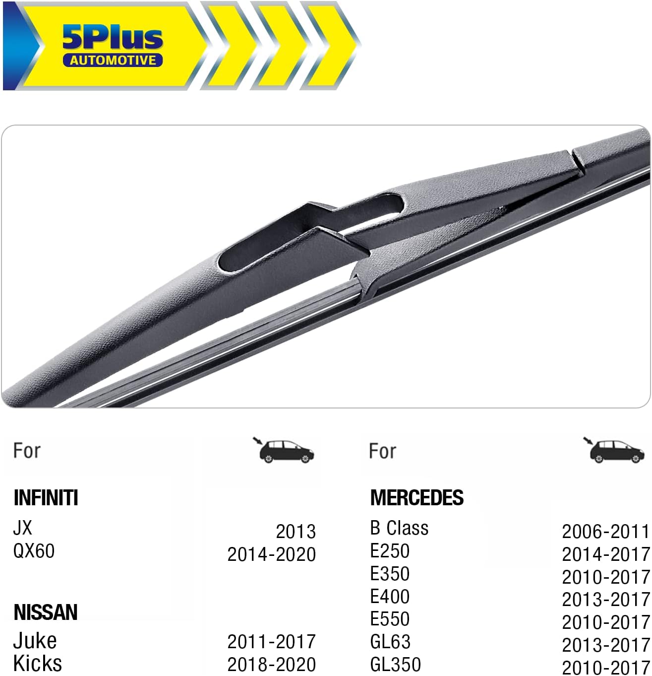 5 PLUS 12" Back Wiper fits Nissan Rogue 2008-2025 Rear Wiper Blade