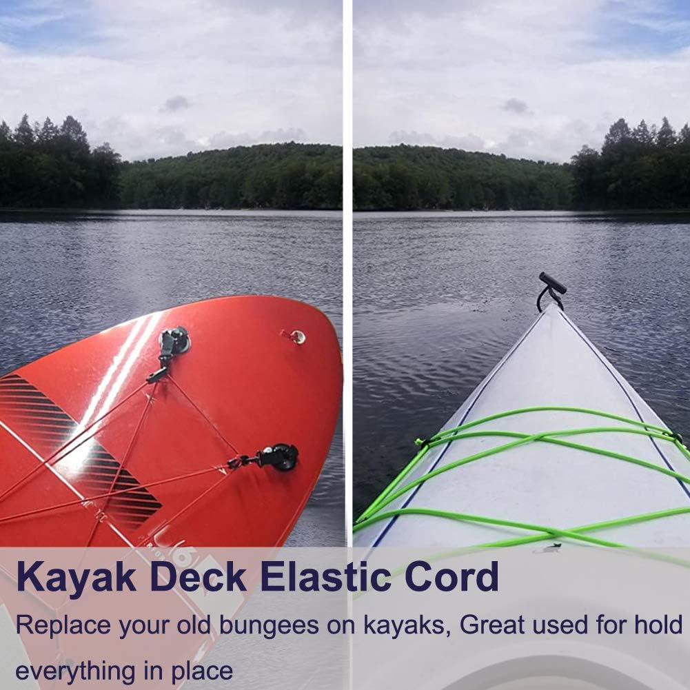 3/16" Elastic Bungee Cords, 25 Feet Marine Grade Kayak Heavy Stretch Shock String Ropes & Tie Down Trailer Straps for DIY Projects Black