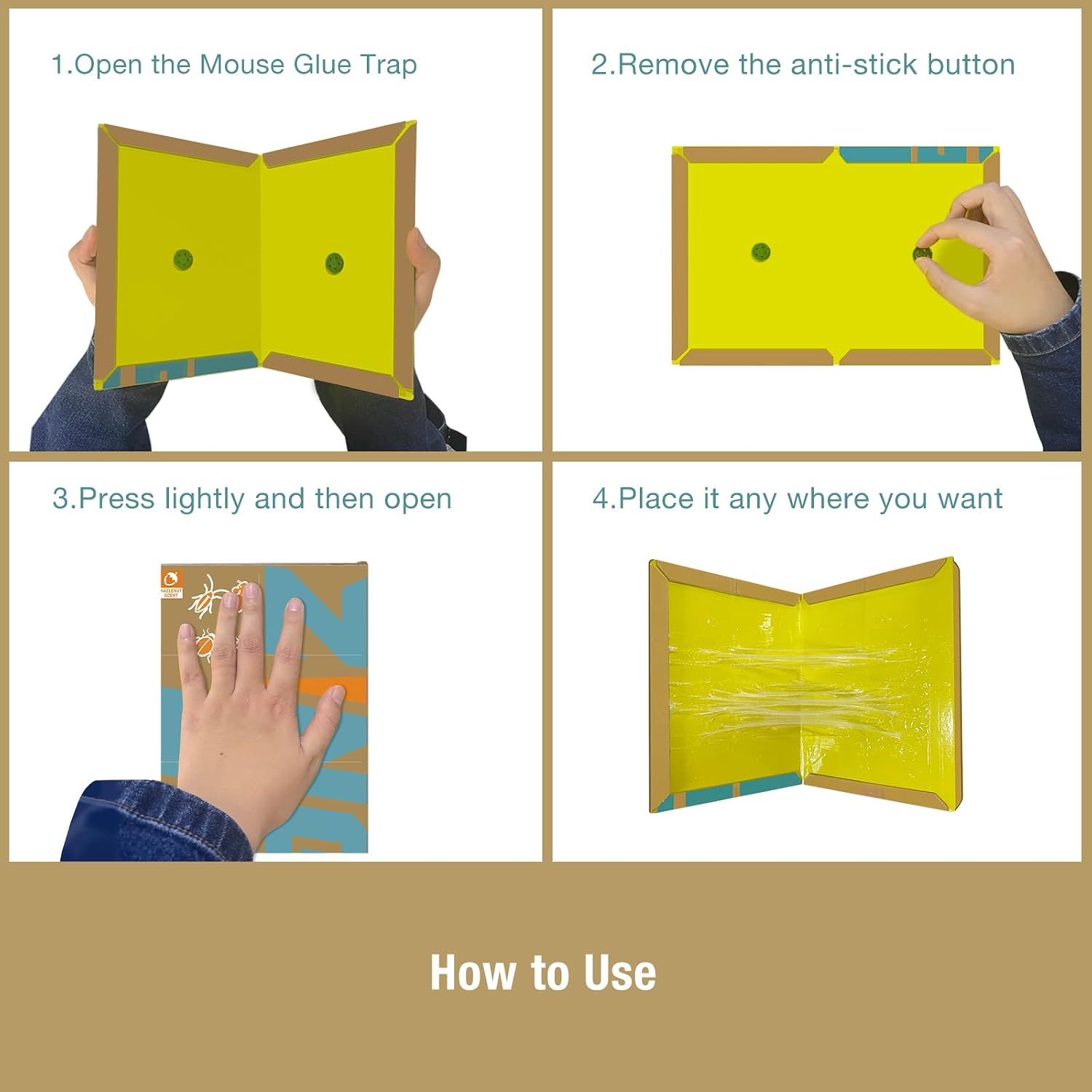 ZingZap Sticky Mouse Traps Glue Boards 10-PK, 3X Faster Catch with Built-in Hazelnut Scent, Extra-Heavy Fiber Glue Traps for Rats & Mice, Crawling Pests, 100% Biodegradable, Indoors Home & Commercial