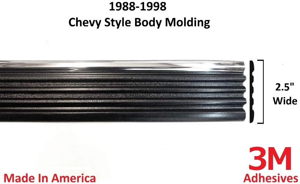 Automotive Authority Replacement Chrome Side Body Trim Molding for 1988-1998 Chevy GMC Tahoe Suburban Silverado Pickup Truck - 2.5" (Full Roll - 320")