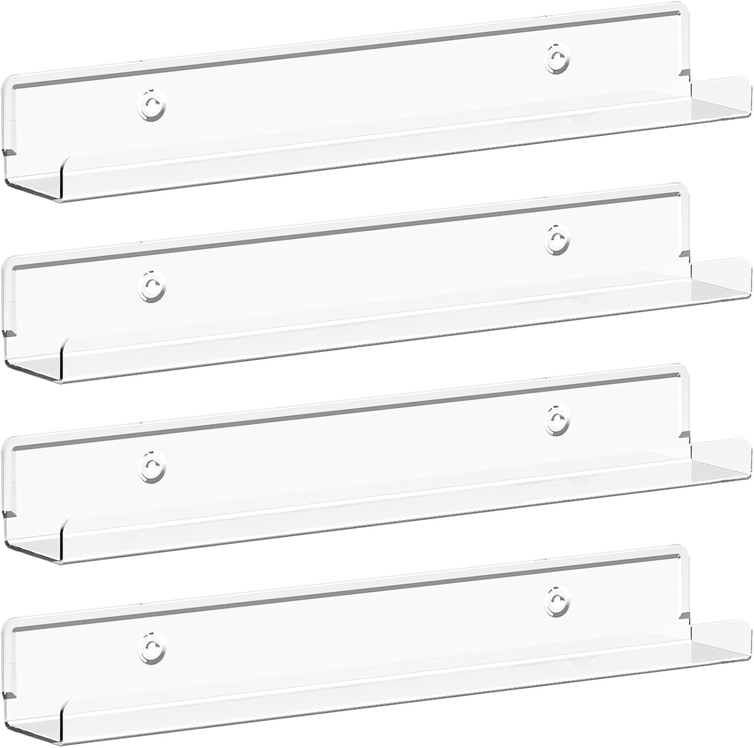 Lifewit Narrow Acrylic Floating Shelves for Vinyl Record 12", Clear 4 Pack