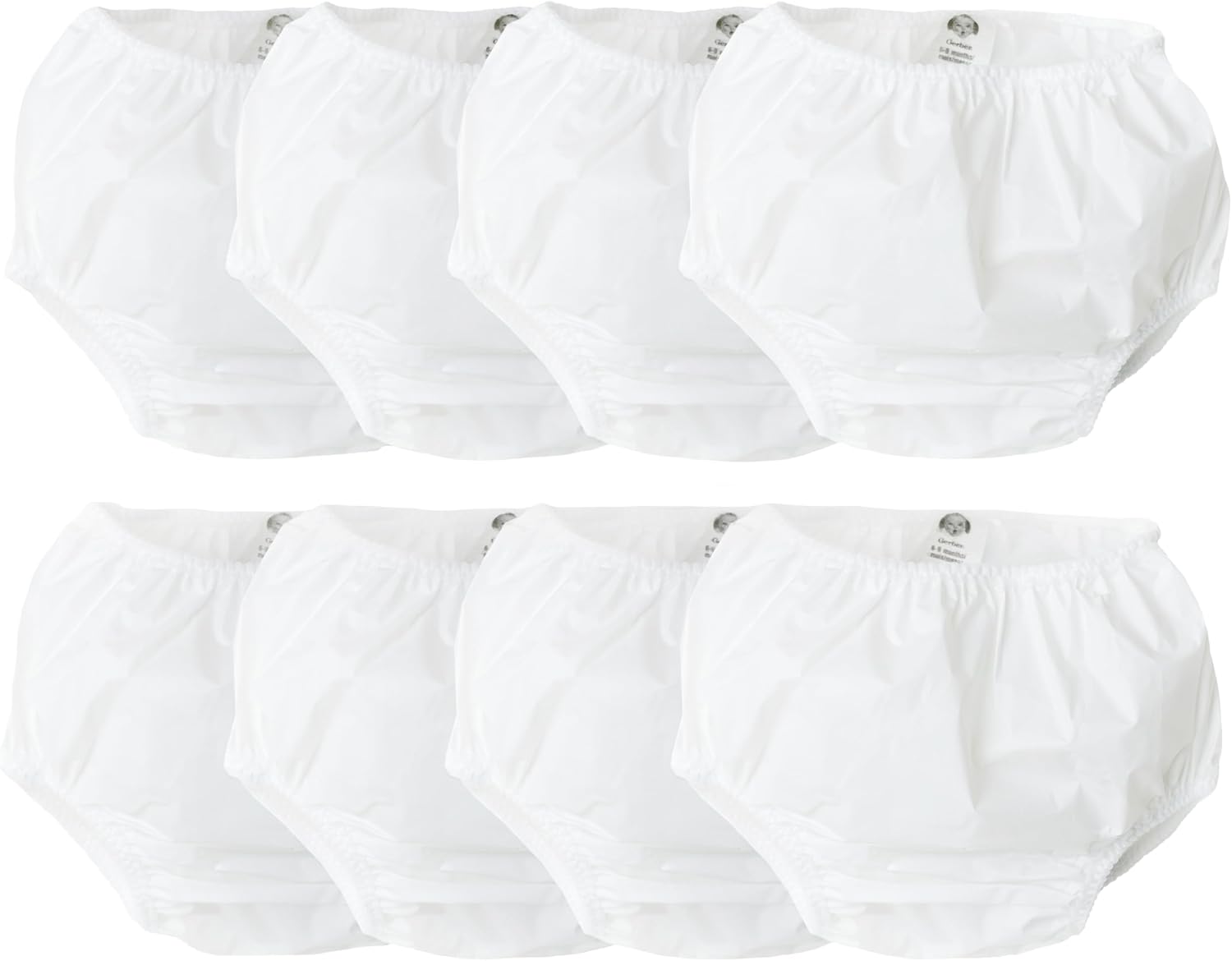Gerber Baby Toddler 8 Pack Waterproof Diaper Cover, White, 12 Months