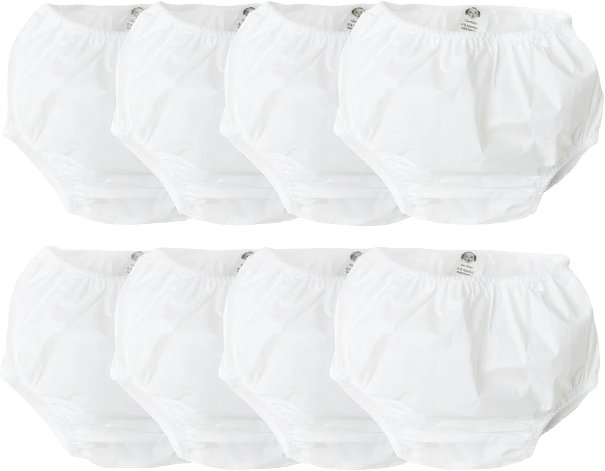 Gerber Baby Toddler 8 Pack Waterproof Diaper Cover, White, 12 Months