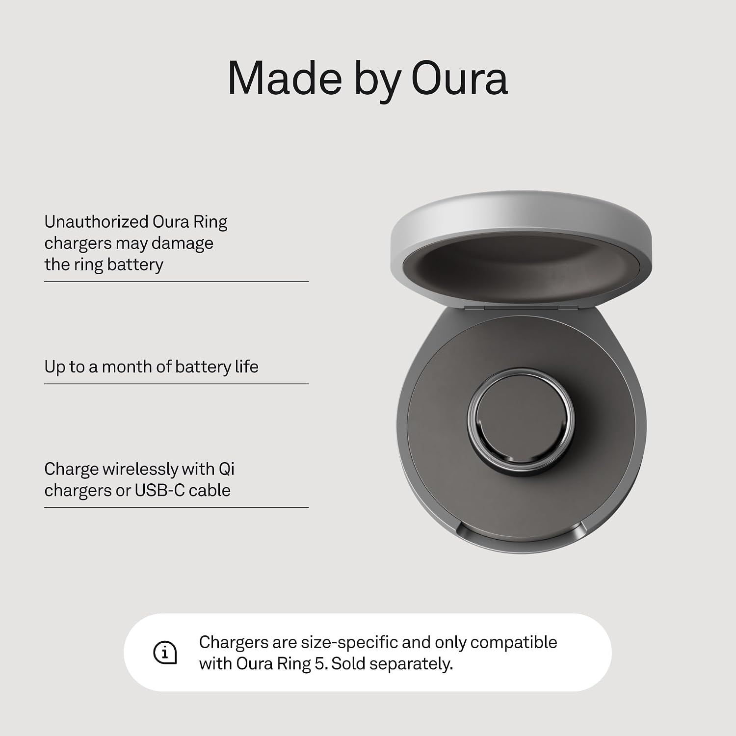 Oura Ring 5 Official Charging Case - Size 8