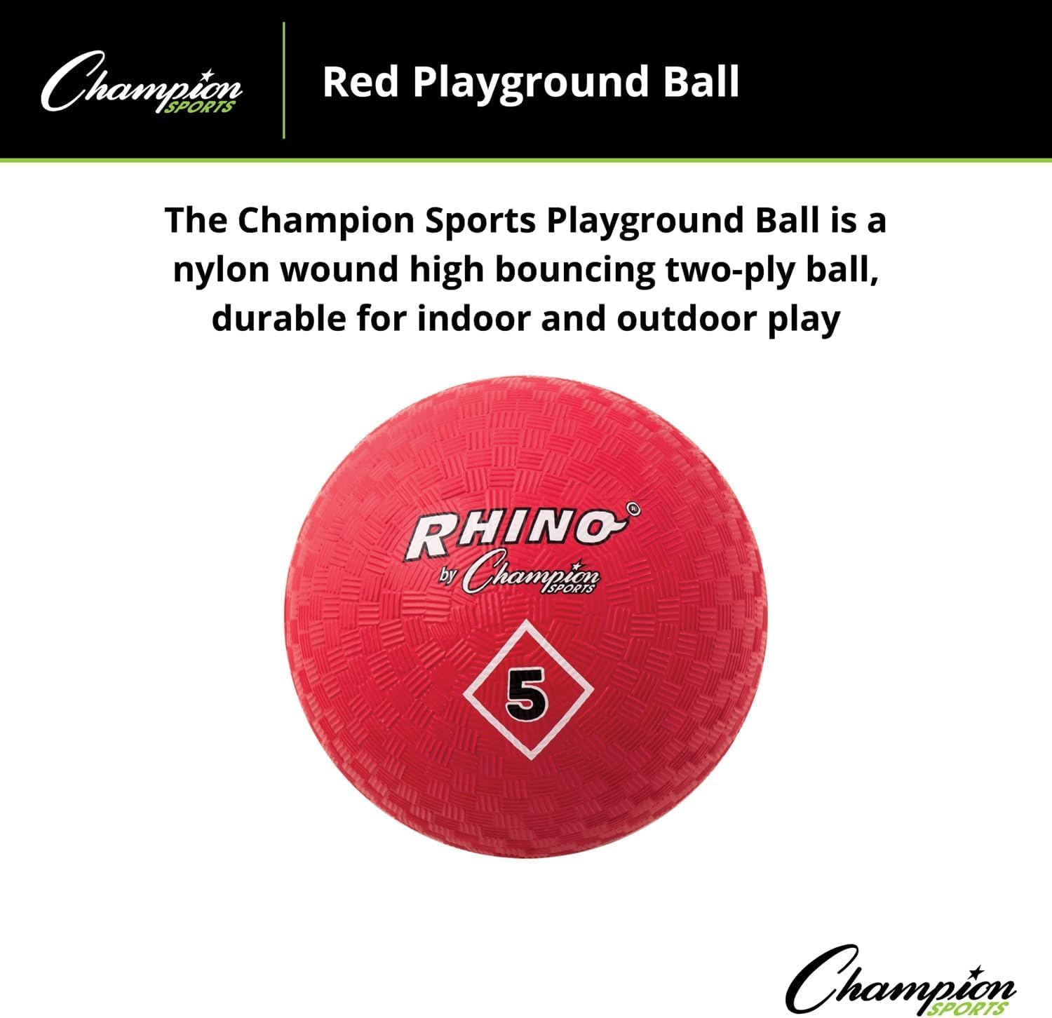 Champion Sports Playground Ball – Durable High-Bounce Ball, Sizes 5", 6", 7", 10", 13" & 16" for Gym, Recess & Play
