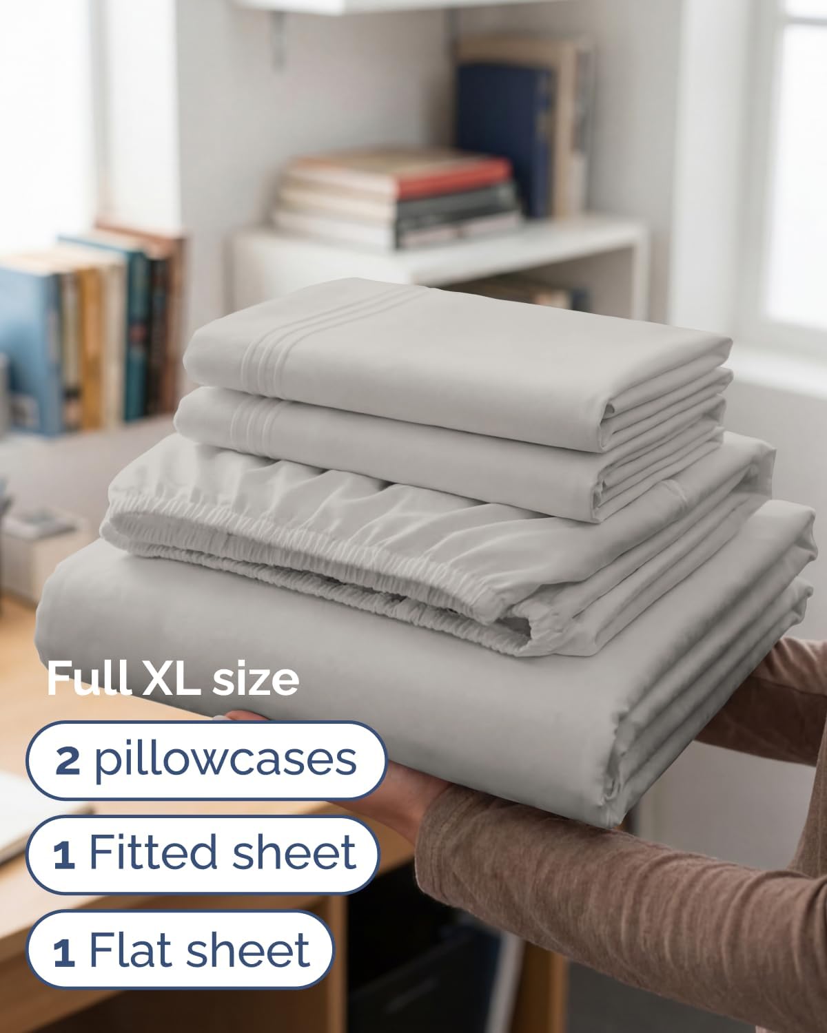 Full XL Sheets - 4 Piece Full XL Sheet Set - Soft & Cooling - French Grey