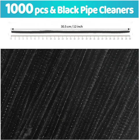 IOOLEEM 1000pcs Black Pipe Cleaners Bulk for Crafts