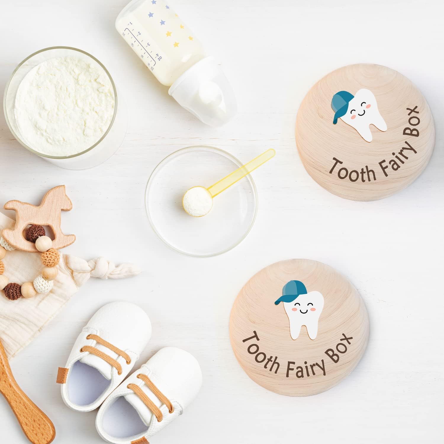 Tooth Fairy Box for Kids Hat Tooth Wooden Box and 3D Tooth