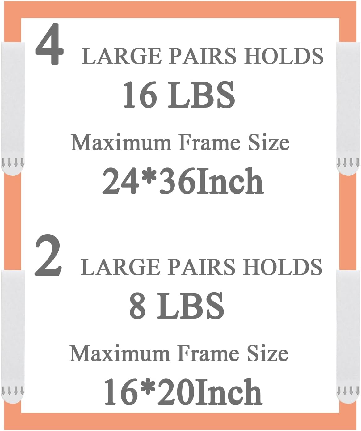 Gisde Large Picture Hanging Strips Heavy Duty, 16-Pairs(32 Strips) Sticky Picture Hangers for Walls No Damage Wall Picture Hangers Without Nails Refill Adhesive Poster Strips