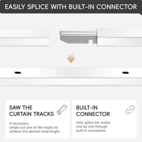 TEAKMAMA Aluminum Ceiling Curtain Track with Roller Hooks, White, 15ft-18ft