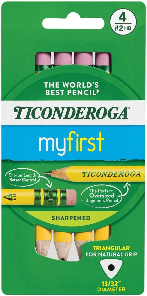 Ticonderoga My First Short Triangular Wood-Cased Pencils, #2 HB Soft