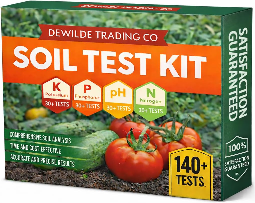 Soil Test Kit 140 Tests (2026 Updated Instructions) – pH, Nitrogen, Phosphorus, Potassium & Ammonia – Garden, Lawn & Plant Soil Tester Kit for Accurate Fertility Analysis