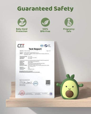 ChooKaChoo Baby Teething Toy Silicone Avocado Teething Mitten for Babies Over 3 Months Anti Dropping Wrist Hand Teethers Baby Chew Toys for Sucking Needs, BPA Free (Patent Pending)