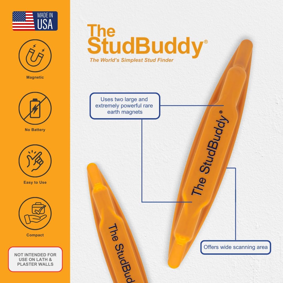 The Original StudBuddy® Magnetic Stud Finder - Made in The USA - Easy to Use Stud Finder - No Batteries Required - Powerful Magnet Stud Finder - for Drywall and Wood