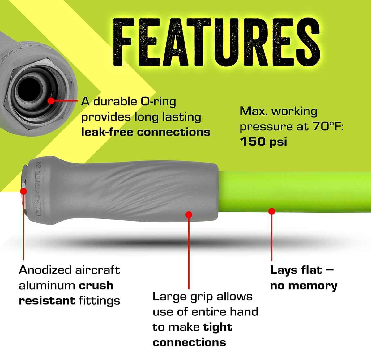 Flexzilla Garden Lead-in Hose with SwivelGrip, 5/8 in. x 5 ft., Lightweight All-Weather Water Hose, Durable and Flexible, Leak-Free Connections