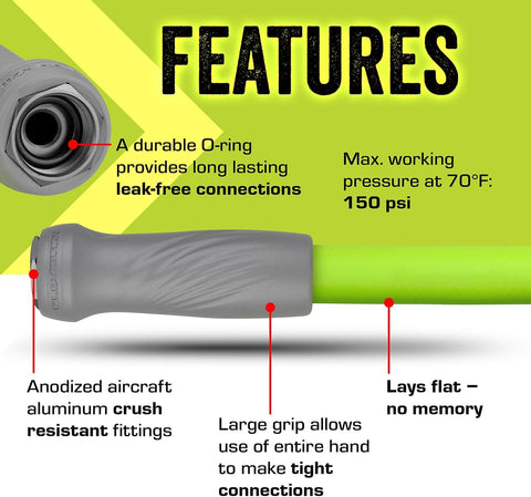 Flexzilla Garden Hose with SwivelGrip, 5/8 in. x 50 ft., Lightweight All-Weather Water Hose, Durable and Flexible, Leak-Free Connections