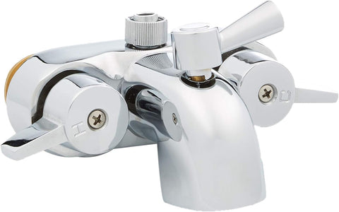 My PlumbingStuff B3100 3 ⅜-Inch Centers Clawfoot Tub Faucet with Ceramic Cartridges & ¼-Turn Ball-Valve Diverter - Diverter Bathcock - Faucet Replacement - Solid-Brass Chrome-Plated - ¾ Male IPS Inlet