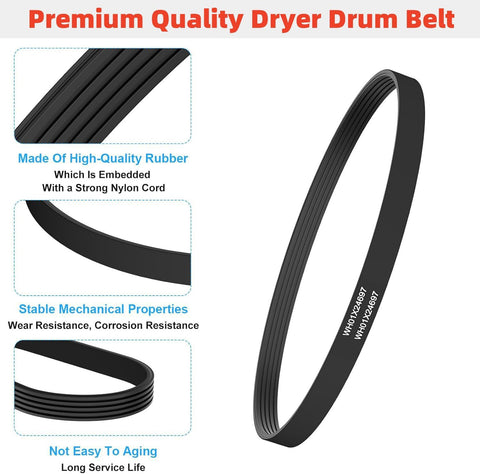 WH01X24697 Washer Drive Belt Compatible with GE, Hotpoint Clothes Washing Machine, Replace Parts AP6037512, 4585709, PS11767488, WH01X24697