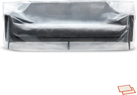 Plastic Furniture Covers for Moving - Heavy-Duty Couch Cover for Sofa, Waterproof & Dustproof Clear Moving Bags for Renovation, Wrap or Storage - Extra Large Bag Open Size 96 x 42 x 62 Inch