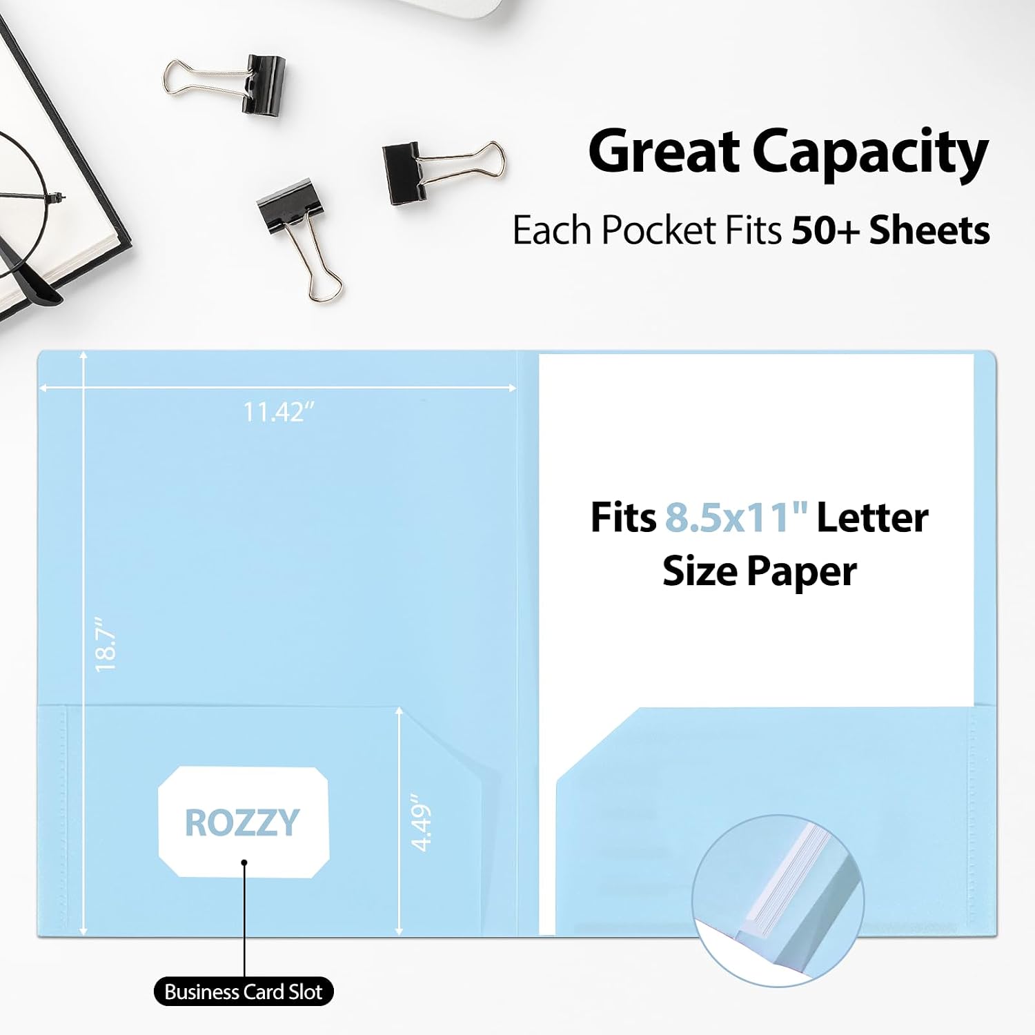 Plastic Folders with Pockets, 2 Pocket, Letter Size