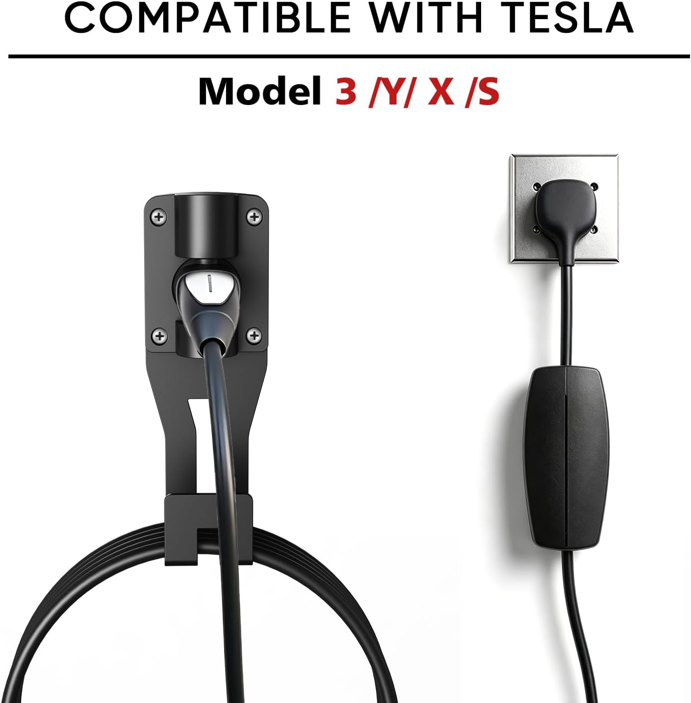 SEVEN SPARTA 180°Swivel Charging Cable Holder Wall Mount for Tesla Charger