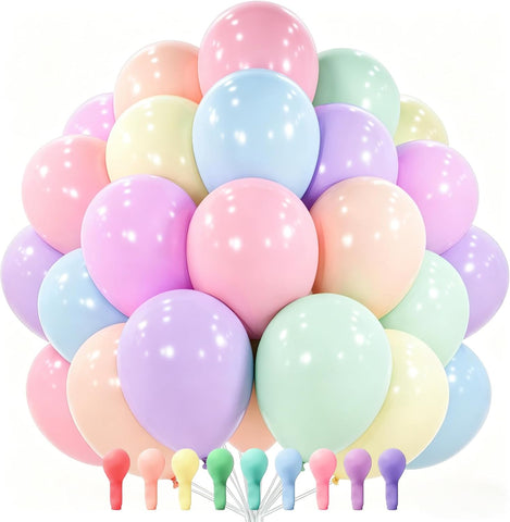 PartyWoo Pastel Balloons 100pcs Pastel Rainbow Balloons 12 Inch