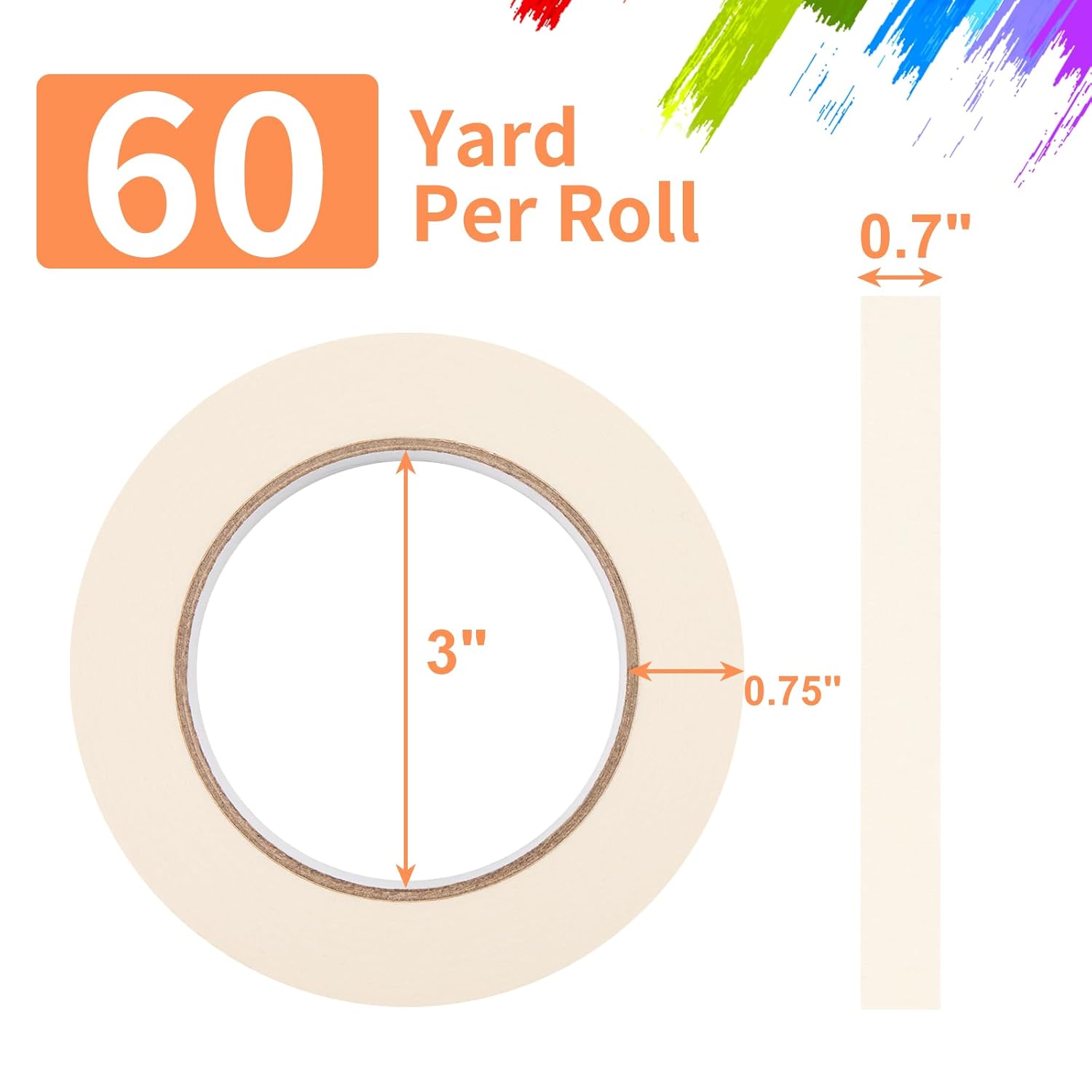 KICNIC Painter Tape White Masking Tape, 0.7 in x 60 yd, 3 Rolls, Removable