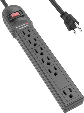 Amazon Basics Surge Protector Power Strip, 6-Outlet, 790 Joules, Circuit Breaker, LED Indicator Light, 6ft Extension Cord, Black