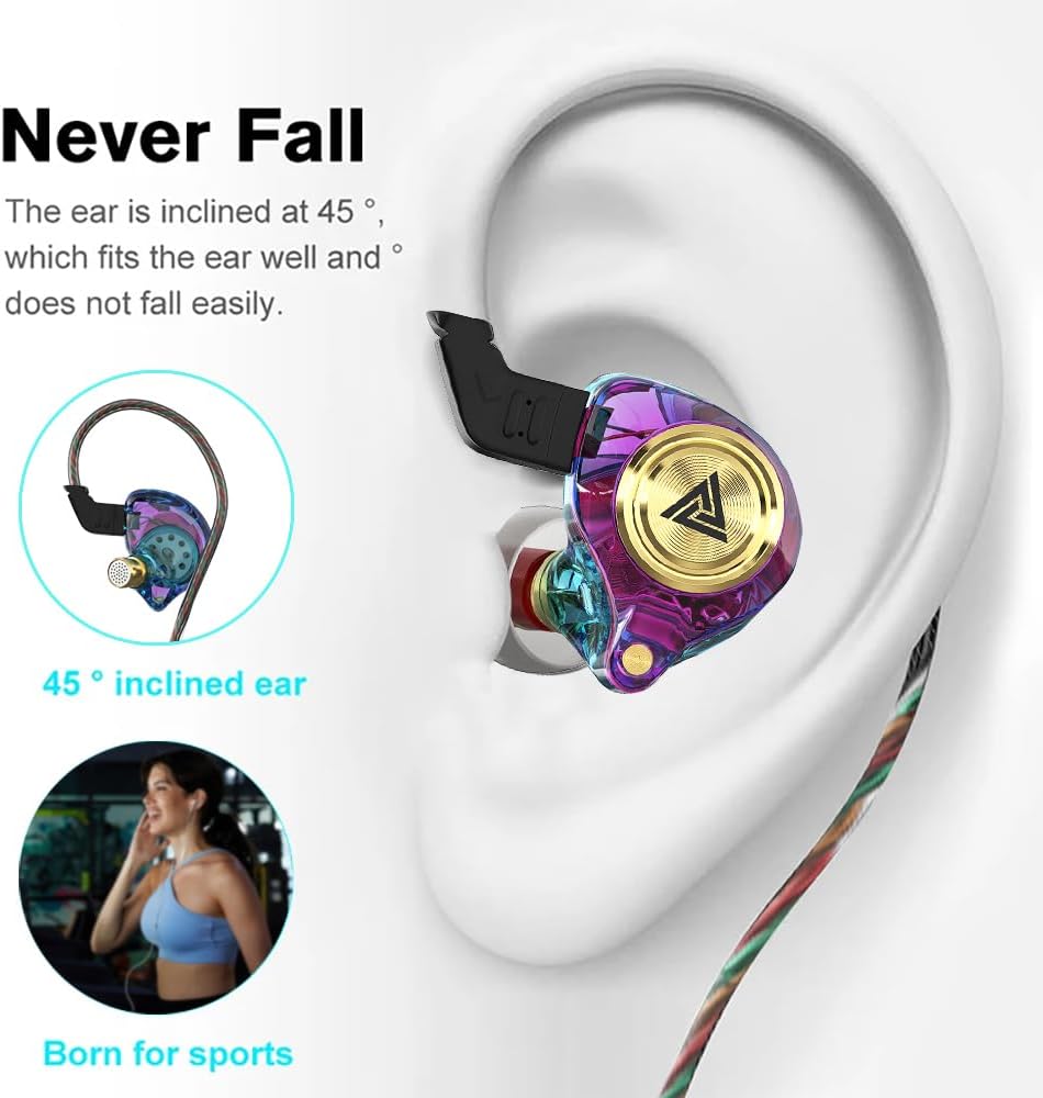 Wired Gaming Earbuds 2Pack, Ak3file in Ear Monitors, Deep Bass Sound Wired Earbuds, HiFi in Ear Headphones with 1DD 10mm Dynamic Driver, IEM for Music Gaming Video Calling (Black+Purple)