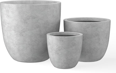Kante Set of 3 Pale Gray Concrete Bowl Planters 18" 14" 10" Dia