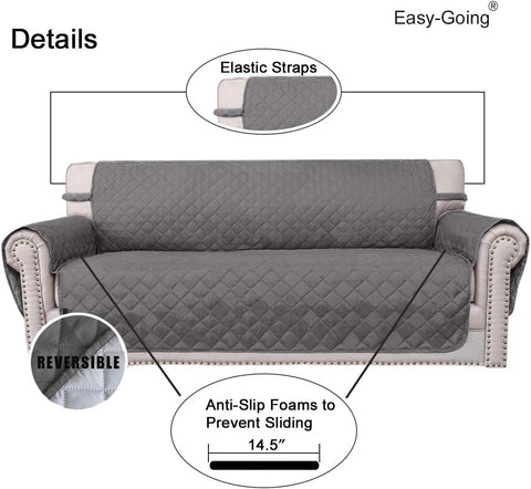 Easy-Going Reversible Couch Cover, 3 Cushion Sofa, X-Large, Gray/Light Gray