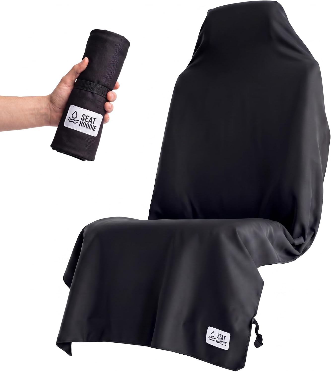 Microfiber Hooded Towel Seat Cover (Black)