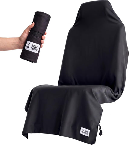 Microfiber Hooded Towel Seat Cover (Black)