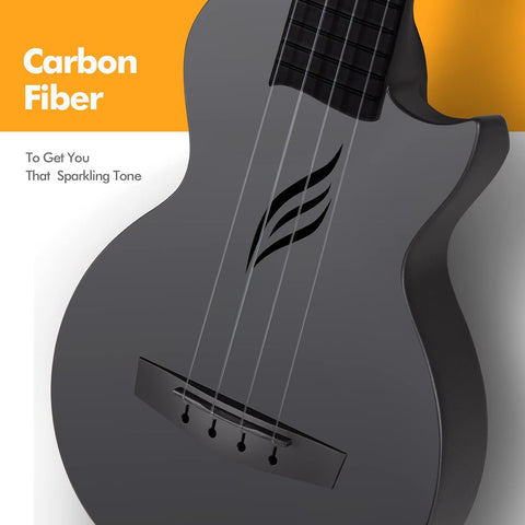 Enya NOVA U MINI 21-Inch Carbon Fiber Soprano Travel Ukulele, Black