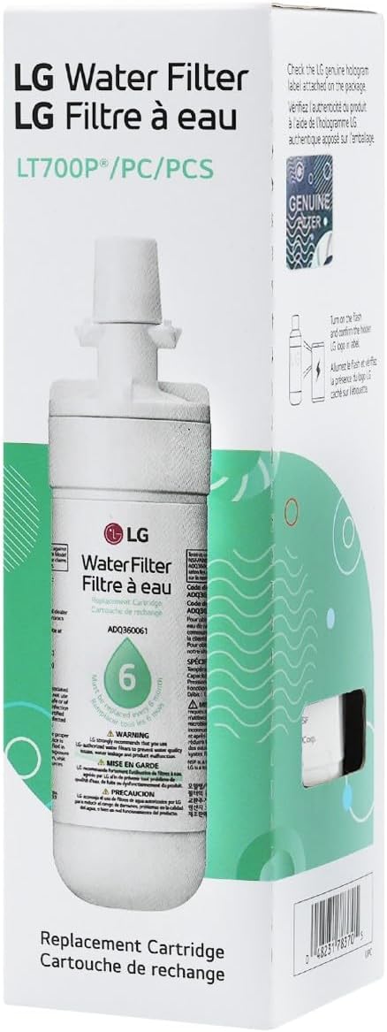 LG LT700P- 6 Month / 200 Gallon Capacity Replacement Refrigerator Water Filter (NSF42 and NSF53) ADQ36006101, ADQ36006113, ADQ75795103, or AGF80300702 , White , Single