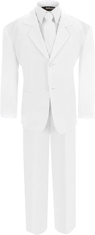 Boys 5 Piece Formal Suit Set with Shirt, Vest, Tie, and Pants, Baby to Teen
