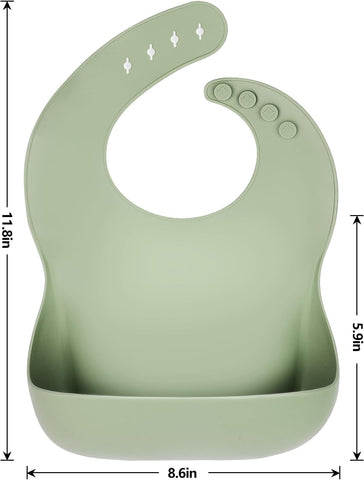 Eascrozn Silicone Bibs for Babies Toddler Set of 3, BPA Free