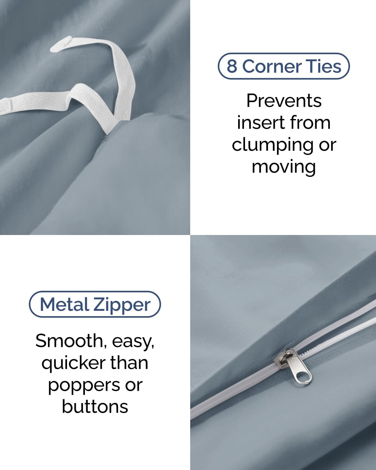 Duvet Cover Twin/Twin XL - 2 Piece Set, College Dorm Room - Steel Blue