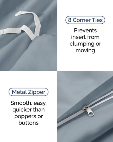 Duvet Cover Twin/Twin XL - 2 Piece Set, College Dorm Room - Steel Blue