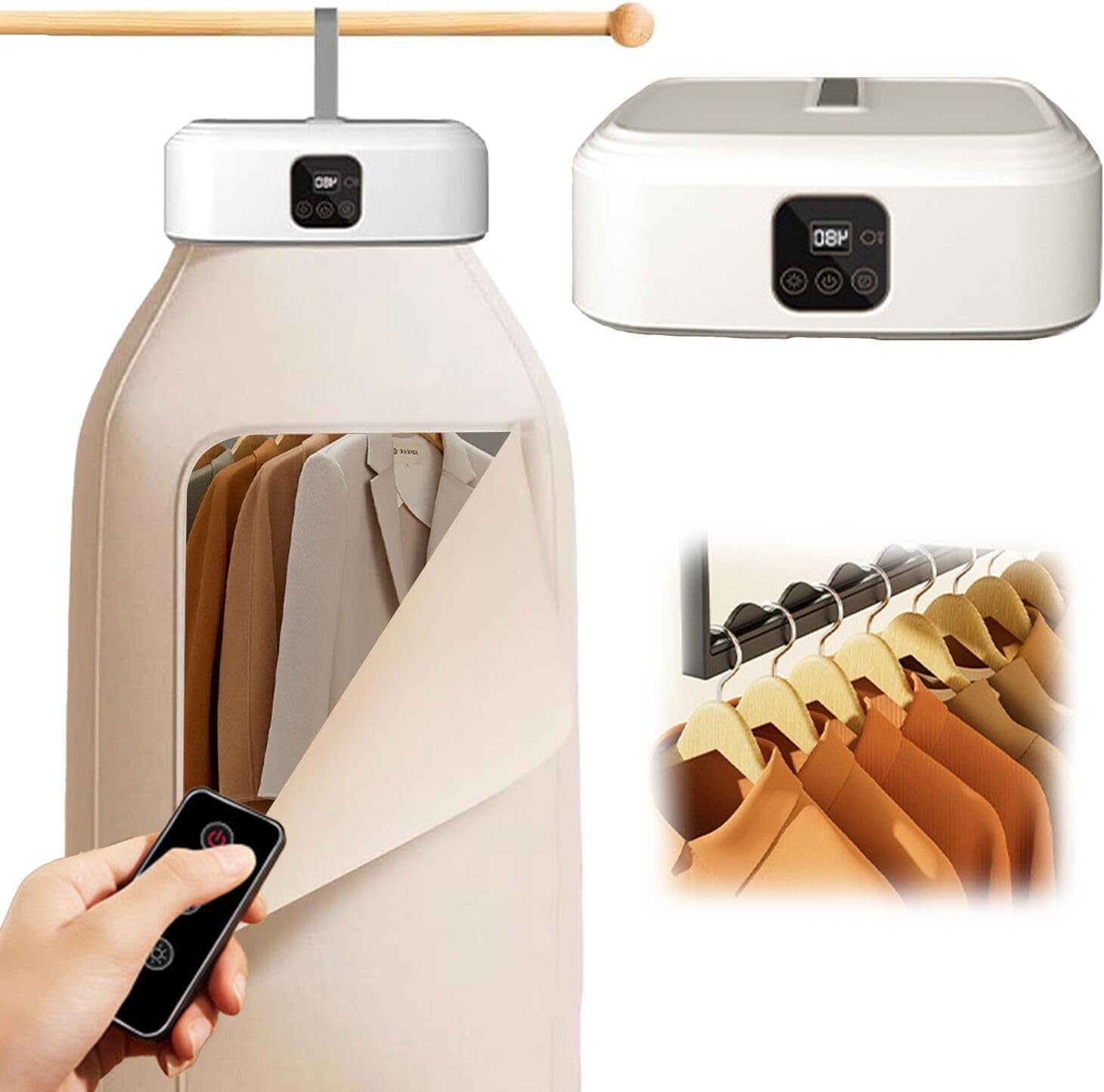 Portable Clothes Dryer, Convenient Compact Mini Laundry Dryers with Remote Control/Dryer Bag/1-8 Hours Timing/2-Speed Adjustment,Foldable Small Electric Dryer Machine, for Travel, Apartment, RV, Dorm