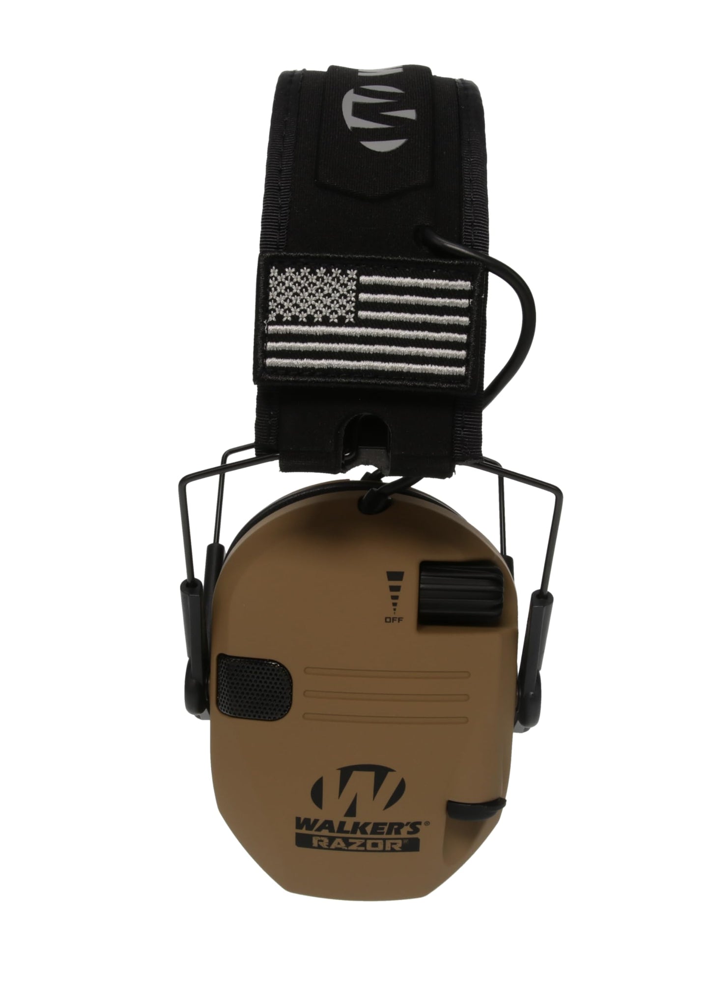 Walker's Razor Slim Ultra Low Profile Compact Design Adjustable Range Shooting Hunting Hearing Protection Electronic Earmuffs, Battle Brown - Patriot Series