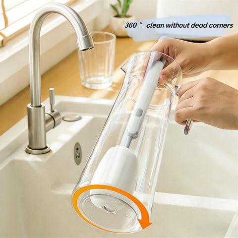 Bottle Brush Long Handle Cup Cleaner Brush Sponge Bottle Scrubber Detachable Handle Portable Sponge Cleaning Brush for Cups Wine Glasses Water Bottles Baby Bottles and Vacuum Flasks (White)