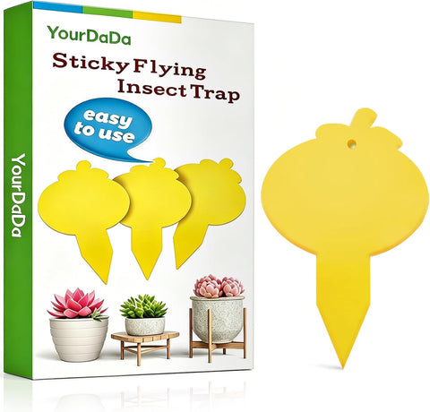 Yellow Sticky Traps for Fruit Fly, Whitefly, Fungus Gnat, Mosquito, Fly and Bug, Sticky Insect Catcher Traps for Indoor/Outdoor/Kitchen, Extremely Sticky, Non-Toxic, Pet & Kid Safe (48 Pcs B)