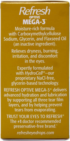 Refresh Optive Mega-3 Lubricant Eye Drops with Flaxseed Oil - 30 ct, Pack of 5